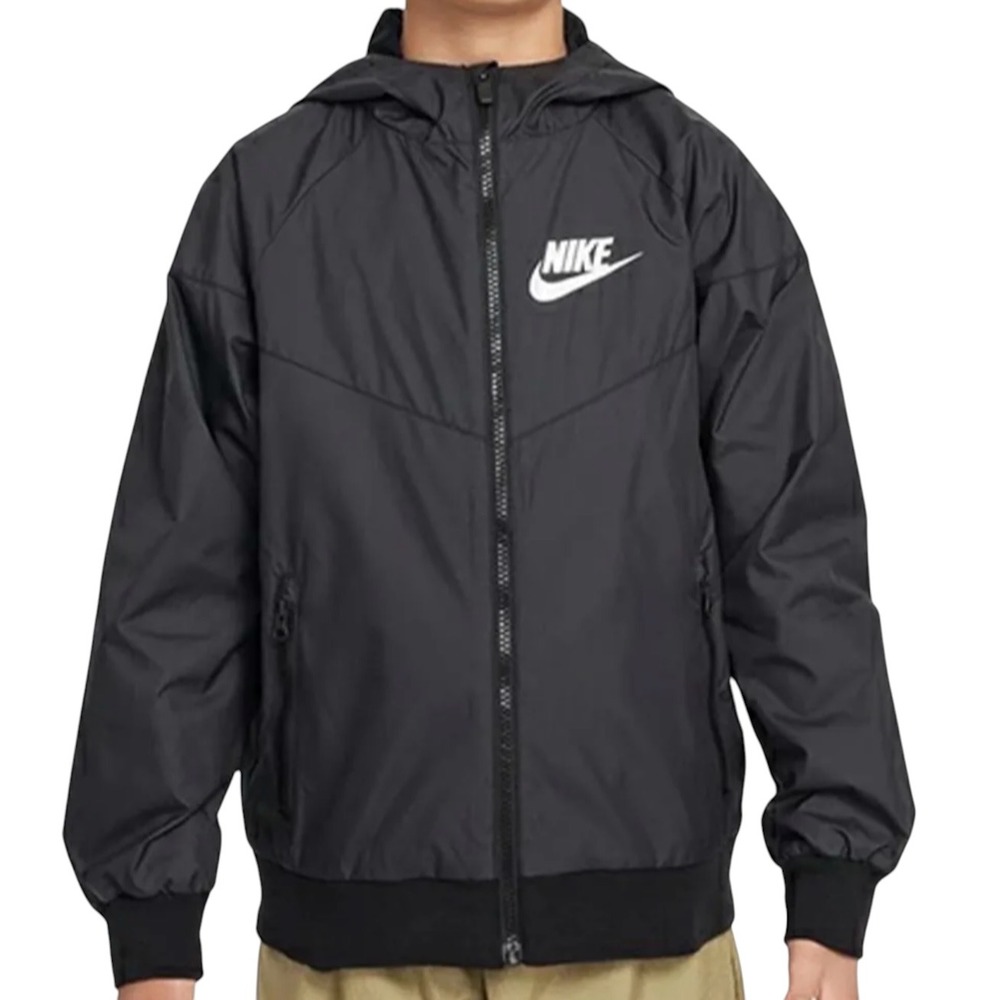 Nike Boys Sportswear Windrunner Hooded Windbreaker Jacket Black 9095737